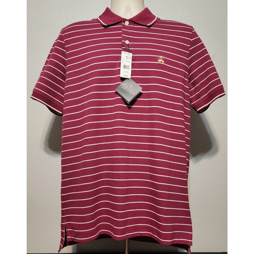 NWT Brooks Brothers Polo Size Med Shirt., Striped Multicolor Supima Cotton